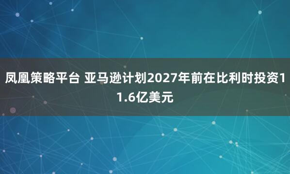 凤凰策略平台 亚马逊计划2027年前在比利时投资11.6亿美元