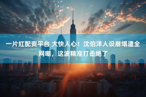 一片红配资平台 大快人心！沈伯洋人设崩塌遭全网嘲，这波精准打击绝了